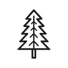 Fototapeta premium Simple black outline drawing of a classic pine or fir tree
