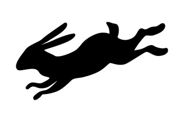 A dynamic silhouette depicting a leaping rabbit in motion