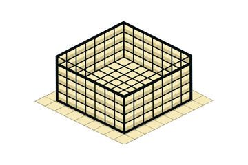 Abstract Isometric Grid Block | Minimal Geometric Design