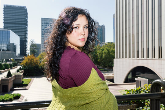 Authentic urban lifestyle of a confident Gen Z woman