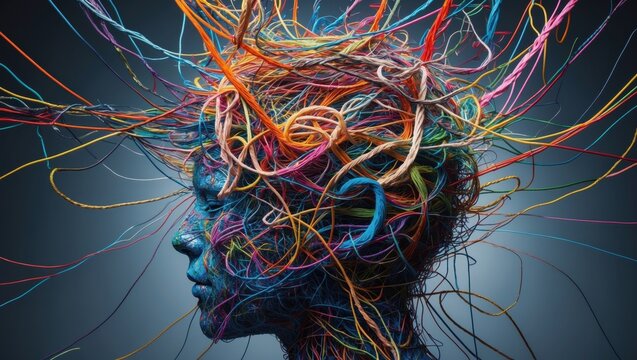 Brainstorming Chaos, The Tangled Mind, Creative Connections, Neural Network Burst, Thought Threads