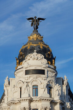 Metropolis building's intricate neoclassical facade