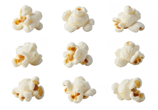 Delicious Popcorn Collection: Classic Snack Food Isolated on Transparent Background for Culinary Projects