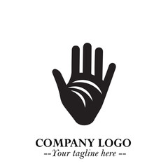 Minimalist Black Hand Logo Symbol on White Background in Clean Modern Silhouette Style