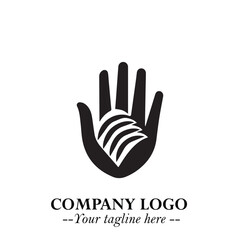 Minimalist Black Hand Logo Symbol on White Background in Clean Modern Silhouette Style