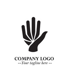 Minimalist Black Hand Logo Symbol on White Background in Clean Modern Silhouette Style