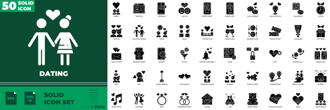 Dating Solid Editable Icons set
