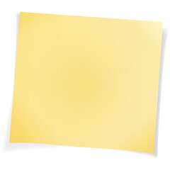 A Plain Yellow Square Sticky Note Attached to a White Background with Soft Shadows Creating a 3D Effect