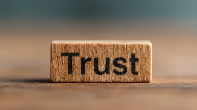 Establishing trust in the workplace wooden block on office table business environment concept of reliability