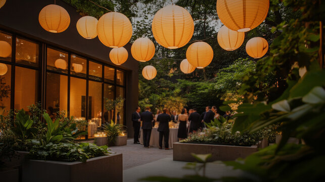Elegant Outdoor Evening Event with Lantern Decorations