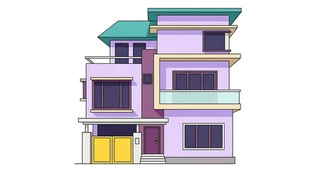 Modern house design illustration two story building architecture residential home facade exterior