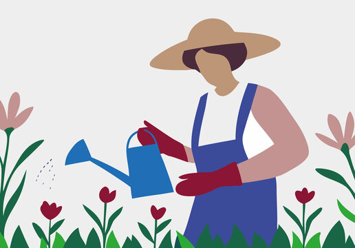 Florist Arranging a Flower Bouquet. Small Business Vector Concept