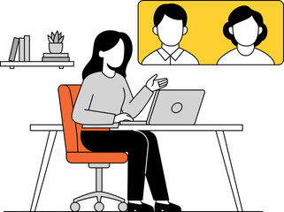 Illustration of Online Meeting with Coworkers