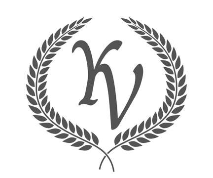 Initial letter Y and V, YV monogram logo design with laurel wreath. Luxury calligraphy font.