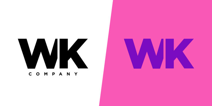 Letter W and K, WK logo design template. Minimal monogram initial based logotype.