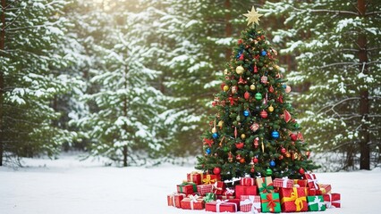 christmas tree with gift boxes