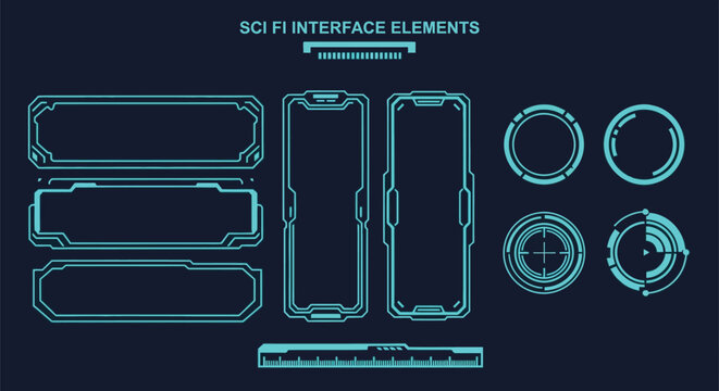 Futuristic hud interface elements vector design ui ux template kit editable vector