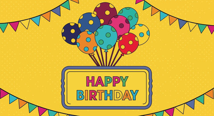 Happy birthday balloons and banner celebration vector graphic editable vector