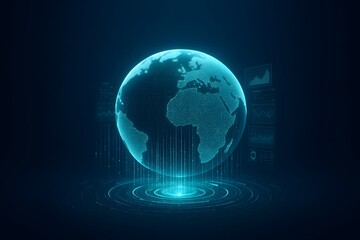 Fototapeta premium Futuristic Digital Earth Hologram for Technology and Business Presentations