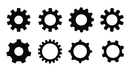 Gear and Cogwheel Icon Set Illustration Isolated on White
