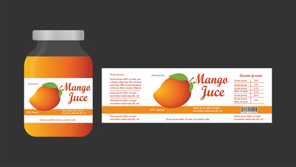 Mango Juice Bottle with Label Design Illustration