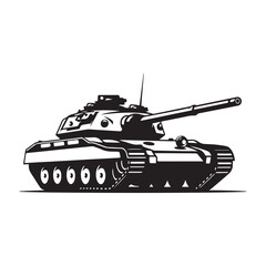 Military Tank Silhouette Vector Illustration – Armored Combat Vehicle Icon