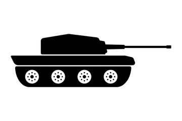 Military Tank Silhouette Vector Illustration – Armored Combat Vehicle Icon