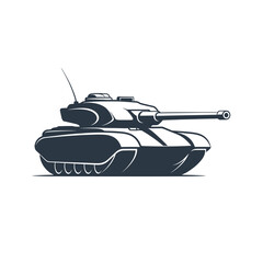Military Tank Silhouette Vector Illustration – Armored Combat Vehicle Icon