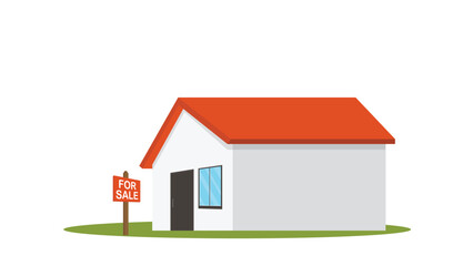 House with For Sale Sign Illustration Isolated on White