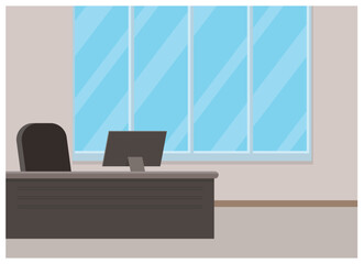 Modern Office Desk Interior with Chair and Laptop Illustration