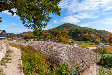 Autumn scenery of Yangdong Village, an old traditional village in Gyeongju, Korea.