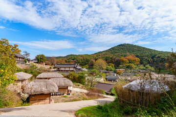 Autumn scenery of Yangdong Village, an old traditional village in Gyeongju, Korea.