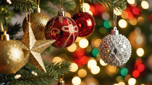 3230155 356 christmas ornaments hanging with bokeh background for festive holiday decor lifestyle seasonal celebration visuals background 78643978 1