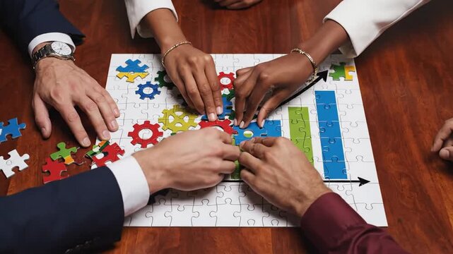 3230155 375 Business hands strategy concept. Implementation improving strategy team solution organization. Piece of jigsaw assembly Implement puzzle. Hands of team connect business people s 93669769 1
