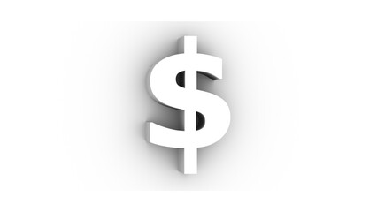 White background 3D dollar symbol icon for finance and business banking currency concept
