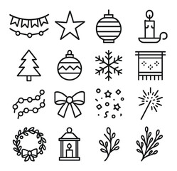 Minimalist christmas icon set featuring decorations and symbols for holiday celebrations