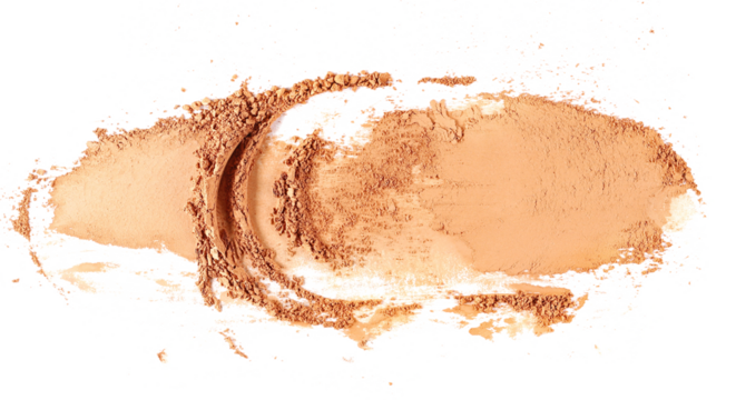 Face powder makeup, blusher, isolated on white background, top view