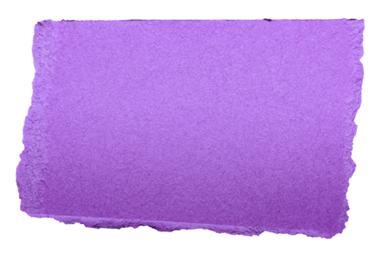 Purple cut out torn piece of blank paper memo note cardboard with rough texture edges and copy space for text, transparent png background design element