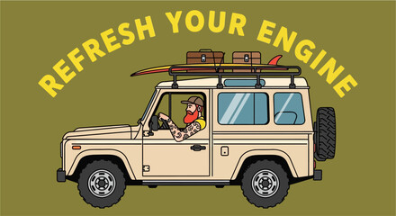 Adventure Awaits Refresh Your Engine with This Automotive Road Trip Illustration