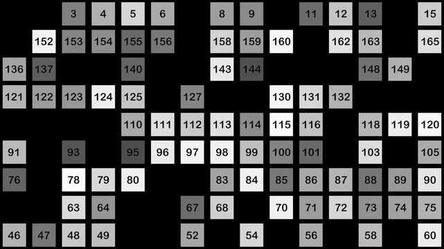 Screen fills with square blocks of variable pattern computing numbers