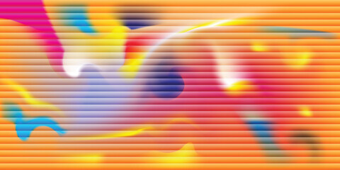 Fluid Gradient Striped Abstract &ndash; Vector Design with Multicolored Flowing Shapes and Horizontal Line Texture