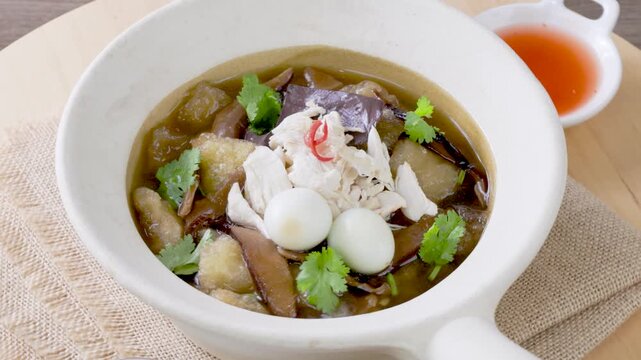 delicious  fish maw soup In the pottery, Asian food, chinese food