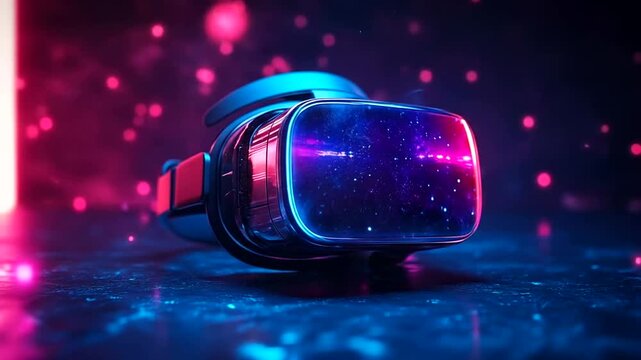 Futuristic virtual reality headset with cosmic display