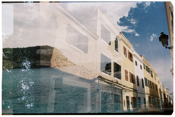 Abstract blend of coastal landscape and architecture