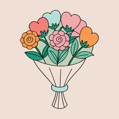 A delightful bouquet of heart shaped flowers and blooms in pastel colors