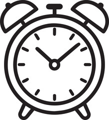 A classic vintage alarm clock, meticulously illustrated in a simple line art style. The clock, a symbol of time management, stands as a reminder of punctuality. 
