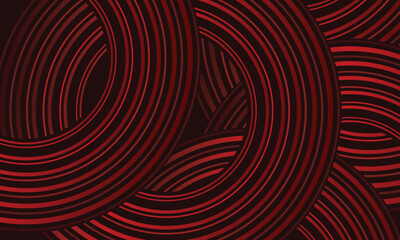 Abstract red glowing geometric lines on dark red background. Modern shiny red circle lines pattern. Futuristic technology concept, perfect for covers, posters, banners, brochures, websites, etc.	