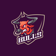 Bull mascot logo design vector. Bull head illustration for sport team.
