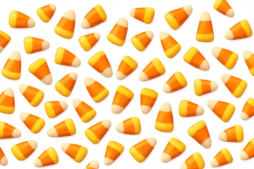 Candy corn pattern creating a sweet halloween background, traditional autumn candy for fall celebrations