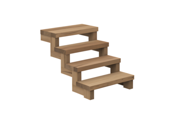 A simple wooden staircase isolated on a transparent background architectural element